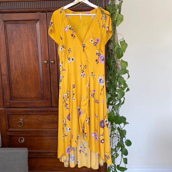 Free People Lost in You Yellow Floral Midi Dress - Picture 4 of 15